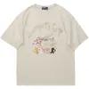 T-shirt féminin Hiphop Bubble Fish Fish Cats Fun Cats Imprimé T-shirts 100% coton surdimensionné GRN Short Slve Harajuku Anime Y2K Tops Summer Couples Y240509