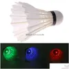 Badminton Shuttlecocks 46Pcs Lighting Foam Ball Head Luminous Colorf Shuttlecock Outdoor Sports Entertainment Night Training Drop Del Dh2Cd