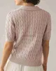 Camiseta feminina camisetas imily bela top de suéter curto torcido da bela com lapido de lapela sólida malha de malha casual camisa de pulôver macio de tamanho superior