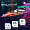 Boat à télécommande léger jouet moyen à grande vitesse de vitesse à grande vitesse Modèle de navigation de bateau électrique Yacht anniversaire 240510