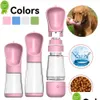 Dog Bowls Feeders New Portable Dog Water Bottle For Small Large Dogs Outdoor Walking Puppy Pet Travel Drinking Bowl Supplies Drop De Dh0Bo