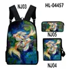 Rucksack Harajuku cooler Koi Karpfen 3D -Druck 3pcs/Set Pupil Schools Taschen Laptop Daypack geneigte Umhängetasche Bleistift Gehäuse