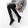 Chaussettes de bonne humeur femme cuisse haute laine en laine tricot chaud épais bottes hautes bottes plaques de jambe pour les filles application de livraison de tas d'hiver dh5gs