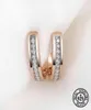 925 Sterling Silver Womens Earrings Classic Clear CZ Elegant Gifts Rose Gold Plated Engagement Promise Jewelry1091677