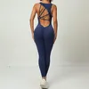 Fashion Sexy Hollow Scrunch Monkeys Frauen Fitnessstudio Sport Jumpsuit Erhöht winde weiße schwarze weibliche Yoga -Fitness -Overalls Sommer -Outfits 240510