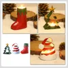 Candle Holders 3Pcs Christmas Home Stand Xmas Tree Boot Hat Candleholder Party Decor