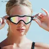 Duikbril zwembril voor vrouwelijke volwassenen en kinderen geëlektropleerde anti -mist UV zwemmen waterdichte waterdichte siliconenmyopia glas Q240410