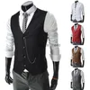 Men Business Vesten Formele heren Waistcoat Fashion Groom Tuxedos Wear Bridegom Vesten Casual Slim Vest Custom Made with Chain