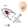 Anneaux de mamelon 1 paire zircon araignée barre de mamelon de mamelon de matelat à blindage barbell piercings de poitrine bijoux en acier chirurgical en acier chirurgical y240510