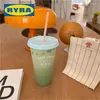 Mokken Plastic Tumbler draagbaar herbruikbaar voor koffie Juice Milk Tea Kawaii Groothandel Kerstcadeau Kinderkinderen waterfles beker met stro