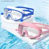 Ligne de plongée grand cadre Childrens Swimming Goggles Silicone anti-brouillard avec des oreilles saillantes Champ de vue de vue Felt Free Adult Q240410