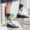 Women Socks 1 Pair Combed Cotton Elegant Happy Girls Funny Oil Painting Fantasy Casual Novelty Party Gifts Sox Wholesale Autumn