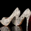 Chaussures de robe de mariée en rombir en strass de nuise en ivoire Peep Toe Chaussures nuptiales à talons hauts Chaussures de fêtard imperméable Taille 34-43 Platfo 3025