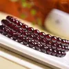 Bracelets de liaison 6 mm Garnet Natural Triple Circle Bracelet Healing Fengsui Stone Women Jewelry Cadeaux 1pcs