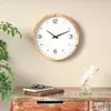 Wall Clocks Wood Clock Light Brown Round 15.6" Modern Farmhouse Style Indoor Use Analog Display Durable High-Quality Pine Material Chic