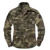 Camisas casuais masculinas Camuflagem de camuflagem masculina camisa militar jaquetas de manga longa uniformes deserto jungle tops mass roupas masculinas