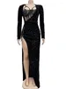 Casual Dresses Beyprern Gorgeous Reflection Sequin Maxi Dress Two Piece Set Glam Rhinestone Lace Bodysuit Sequins Slit Birthday Clubwear