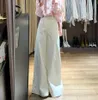 White casual pants for women's 2024 summer new San * dro women's loose and versatile design, high waist drape, wide leg mop pants