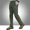Herenbroek heren tactische multi -pocky militaire vaste kleur eenvoudige broek casual versie waterdichte snel drogen nieuwe dunne broek2405