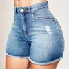 Damenshorts Denim Summer Lady Kleidung hohe Taillenfranzlättchen mit gerissenen Jeans mit Taschen
