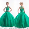 Vestidos del concurso de niñas Rachel Allan Glitz Cupcake Dress Halter Halter Princess Princess Crystal Beading Vestido de chicas verdes Vestido de cumpleaños 2998