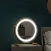 Compact Mirrors Hot 3 Color Lighting Cosmetic Decorative Mirror Nordic Makeup Light Smart Home Vanity Table Espejo Pared Decoration Q240509