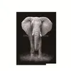 Schilderijen schilderen wilde dieren zwart -witte Afrikaanse olifanten canvas posters print moderne muur kunst foto woonkamer cuadros dro dhnm0