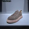 Casual Shoes Nubuck Outdoor Spring 2024 Men Lace Up Genuine Leather Brown Durable Tan Work Flats Round Toe Slip Resistant Autumn