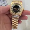 Mens kijkt naar nieuwe gouden 18k gouden mannen automatisch horloge vol diamant gezicht saffier stevige riem 36 mm 253G