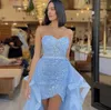 Abiti sexy da sera blu cielo con treno staccabili da donna tulle sirenetta paillettes alla sirena sweetheart senza spalline abito da ballo