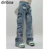 Jeans féminins Fabricant OEM Custom Pockets High Waist Streetwear Bands Casual Mesdames Long Parachute Cargo Pant pour les femmes Pantalons