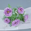 Decorative Flowers Simulated 6 Spring Peonies Korean Style Bouquet Rose Peony Simulation Flower Household Wedding Silk Cloth Decor