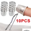 Narzędzia rzemieślnicze Nowe 10/1pcs Szywanie zwiniętej metalowa igła Patrz na palcem do szwy haftowania DIY DIY Akcesoria rzemieślnicze Drop D Dhxh7