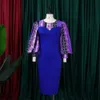 Plus size jurken nieuw ontwerp patchwork geprinte lantaarn lange slves Afrikaans kantoor carr elegant casual plus size damesjurken dame y240510
