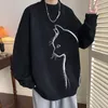 Мужская свитера мужская одежда Черная график милая вязаная для мужчин пуллеры высокий воротник водолазчик свободная футболка японская ретро -ретро a s x