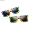 Occhiali da sole CHIGLIE CHIEFICABILI Piccoli e grandi mosaici Rainbow Colore di pixel occhiali per ragazzi Regali di novità per ragazzi Q240410
