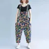 Macacões femininos Rompers imprimem jumins jeans para mulheres estilo coreano Playshon calças retas calças de grandes dimensões para mulheres roupas Y240510
