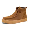 Casual skor retro brun för män ankelstövlar hög toppmäns vinter sneakers bekväm mocka läder chaussure hommes