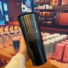 2024SS New High Appearance Stainless Steel Gradient Straw Cup vacuum cup with Large Capacity 710ml Couple Gift Water Cup Office Desktop Cup Car Cup