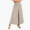 Calça feminina calça de cor sólida calça elástica faixa larga perna larga alta cintura cloottes femme Pantalon 2024 Summer