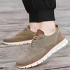 Men Women Running Shoes Comfort Lace-Up Wear-Resistant Anti-Slip Solid Khaki Grey Black Shoes Mens Trainers Sports Sneakers