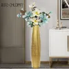 Vasos vaso de grão de ouro vaso de flor de cerâmica de tamanho grande decorativo para quarto de luxo estético vaas wedding center peça 50va