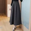 Skirts High Waist Striped Vintage Thicken Woollen Maxi Skirt For Woman 2024 Winter Casual Loose Big Size A-Line Female