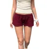 Women's Shorts Women Y2K Aesthetic Low Rise Sweat Summer Cute Taille Wide Been Mini Casual Basic Drawstring Lounge