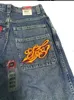 Jeans masculinos JNCO Retro y2k nova letra de hip hop harajuku bordado calças denim bordadas mensagens masculinas góticas altas calças largas q240509