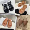 Lady Gladiator designer Woman sandals luxury slippers Triangle sandal ce rivet slide Leather mid-heel sandale slide lady