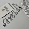 Brand Westwood Sparkling Diamond Saturns Love Six Point Star Skull Bracelet S Luxurious and Niche Personality Nail