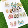 Ohrringe 3pairs Neue Frauenohrringe Mode farbenfrohe Emaille Oval Hoop Ohrringe mehrfarbige Ohrringe Hoop für Frauen Mädchen