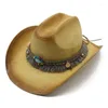 Boinas ao ar livre primavera/verão estilo étnico western cowboy palha chapéu de comércio exterior tibetano top