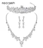 Mecresh Luxury LeafShape Cubic Zirconia Bridal Jewelry Sets Crystal Wedding Necklace Earrings Tiara Jewelry MTL500HG126 D1810100336401095